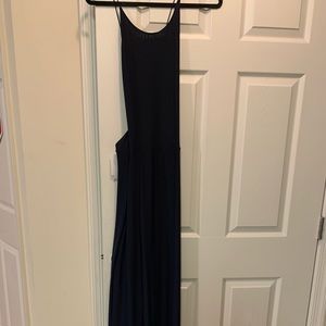 Navy blue backless gown